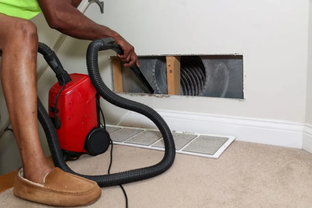 Using high-powered HEPA vacuum equipment for HVAC and air duct mold remediation in Gastonia, NC, to improve indoor air quality.