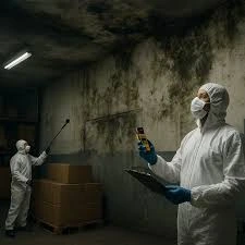 Professional mold inspection and commercial mold remediation in a Charlotte NC warehouse storage facility.